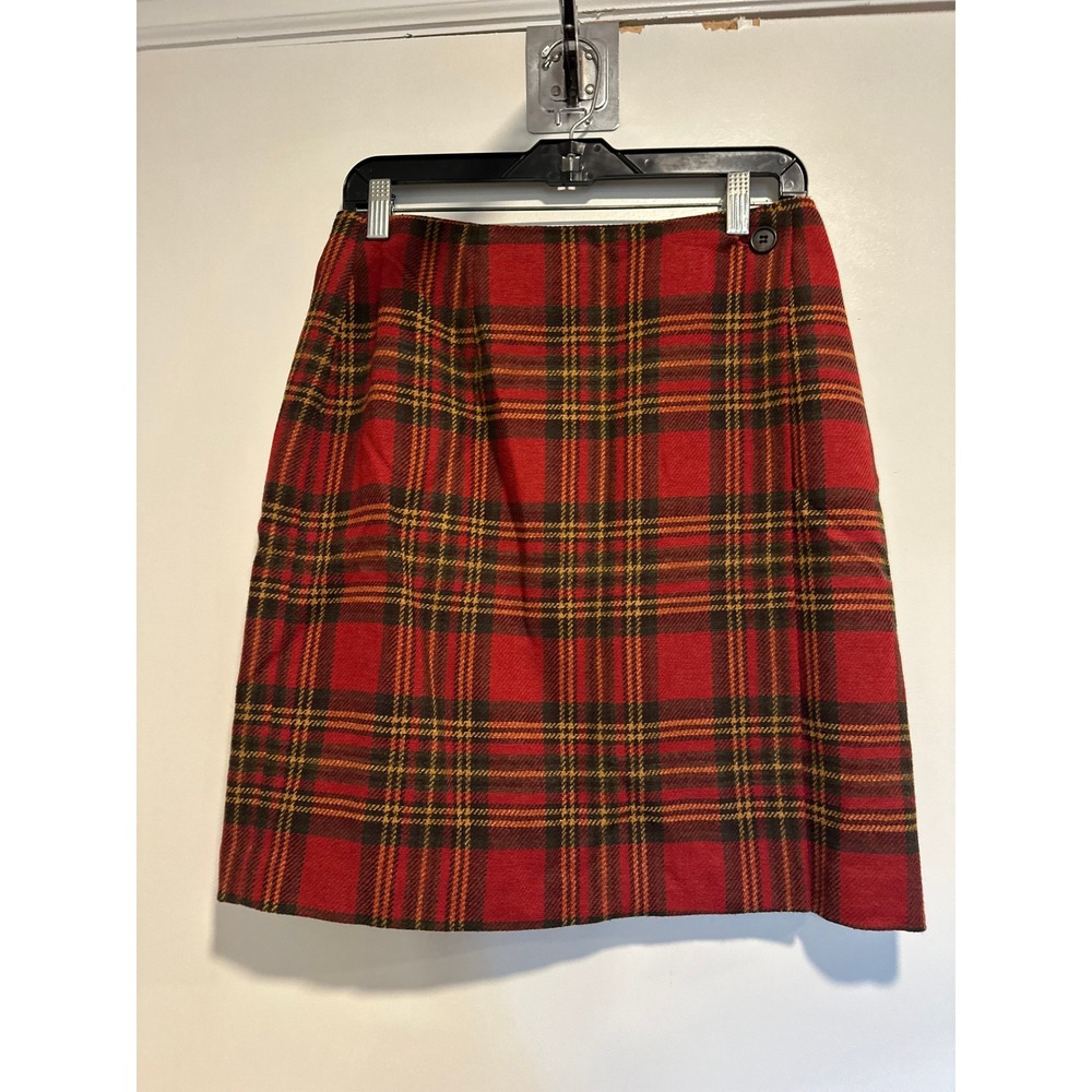 VTG Chelsea Cambell 90s Plaid Mini Skirt Sz:8 Red Tartan Wool Blend preppy punk